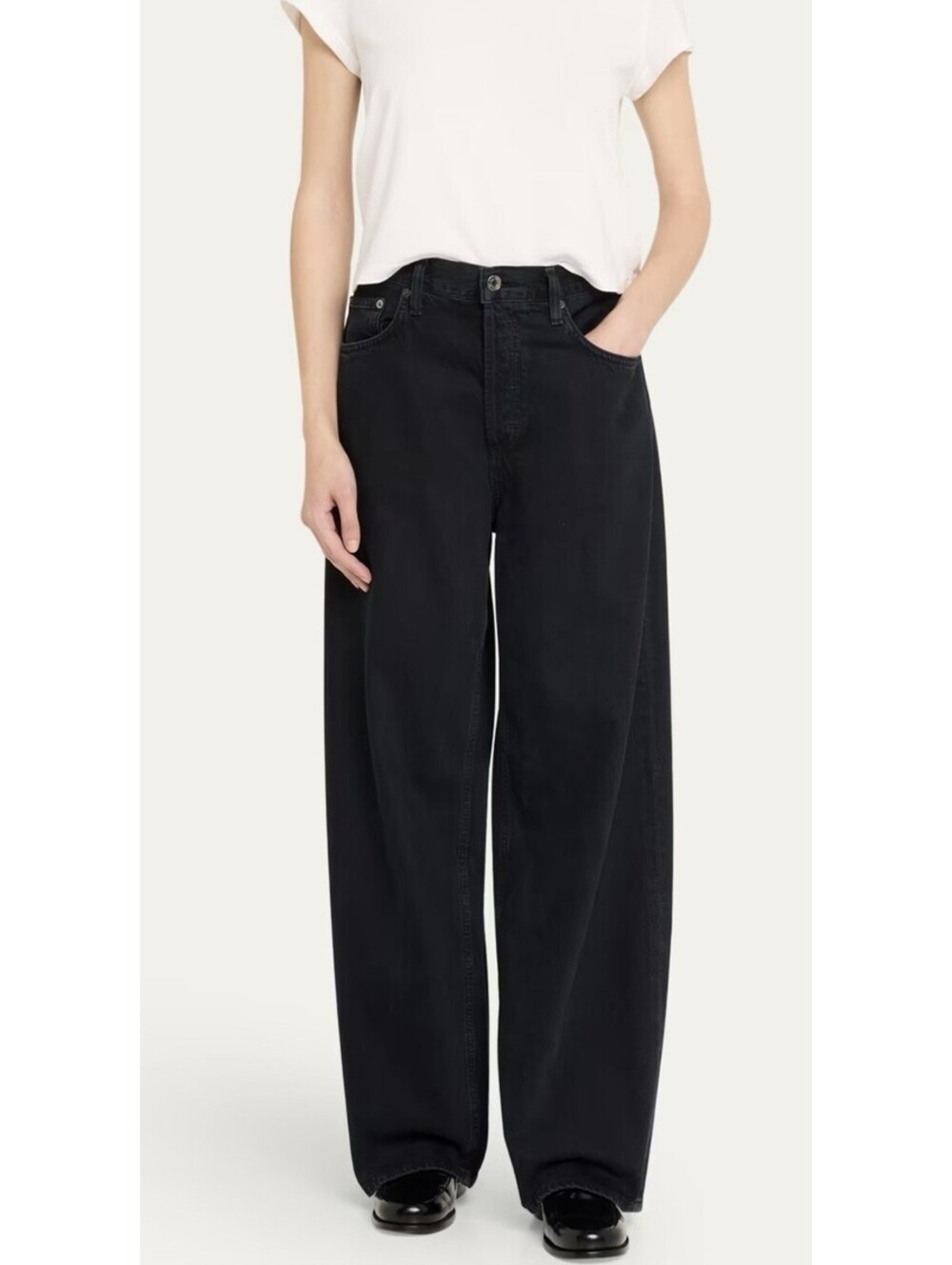 Agolde LA Jeans Women's 29/ 30 Black Faded Denim Minka Cargo Wide Leg High Rise